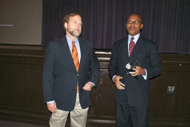 Scott Crichton and Ron Stamps area strong team in the PowerPoint Presentation of the dynamic teen crime prevention program, "Don't Let This Be You"&nbsp; at C.E. Byrd H.S. 12-4-09&nbsp;