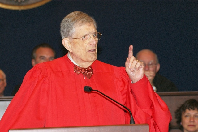 Federal Court Judge Tom Stagg addresses Beth Foote after her Swearing-In 9-10-10