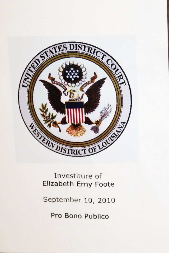 Investiture Program of Erny "Beth" Foote at Federal Courthouse in Shreveport, Louisiana 9-10-10