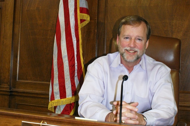 Tom Pace captures a smile on Judge Scott Crichton in this photograph taken following radio interview for "Talk of the Town" 4-14-2010