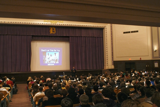 Caddo & Desoto Ass't D.A. Ron Stamps begins "Don't Let This Be You" presentation for Judge Crichton at Byrd High 12-4-09