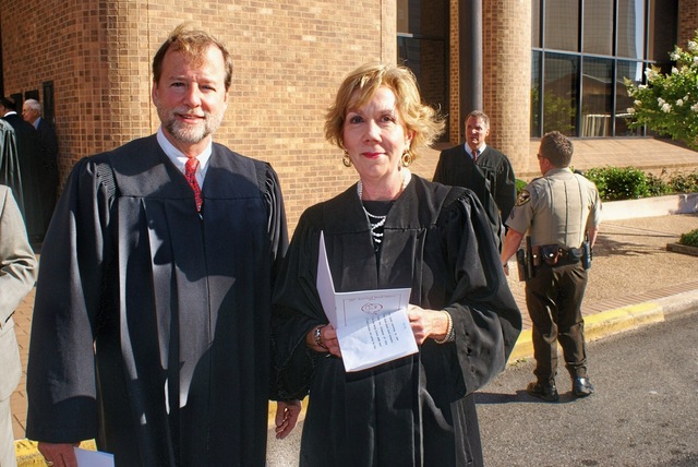 Judge Jeanette Garrett and Judge Crichton; Judge Craig Marcotte in background.