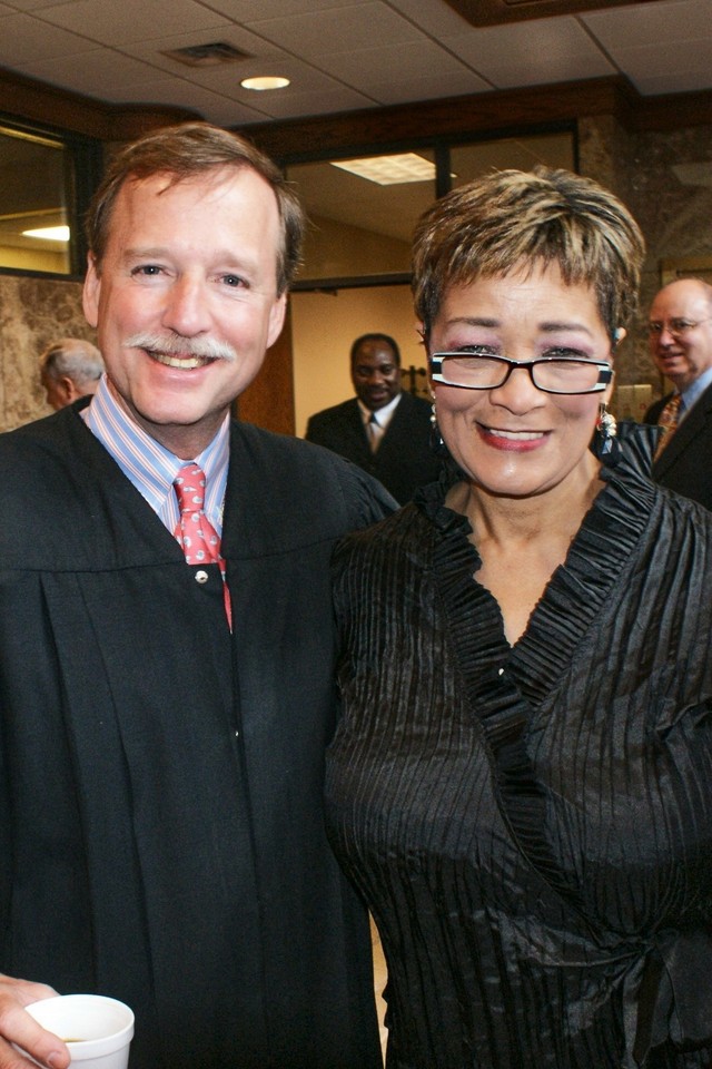 Judge Scott Crichton with Shreveport Councilwoman Joyce Bowman at a reception following Red Mass ceremonies Friday, May 1st, 2009.