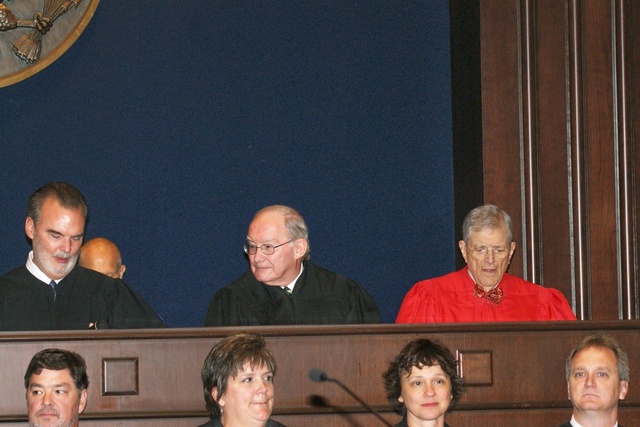 Federal Judges of Western District Court of Louisiana watching Beth Foote investiture ceremony 9-10-10