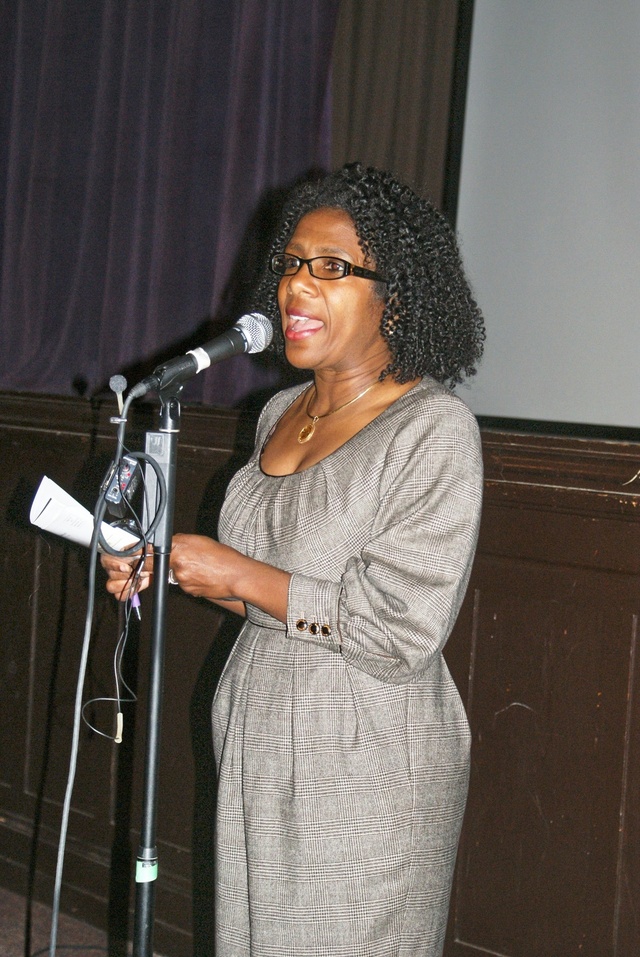 Shreveport Bar Association President Zelda Tucker Introduces Judge Scott Crichton and Prosecutor Ron Stamps at C.E. Byrd H.S. 12-4-09